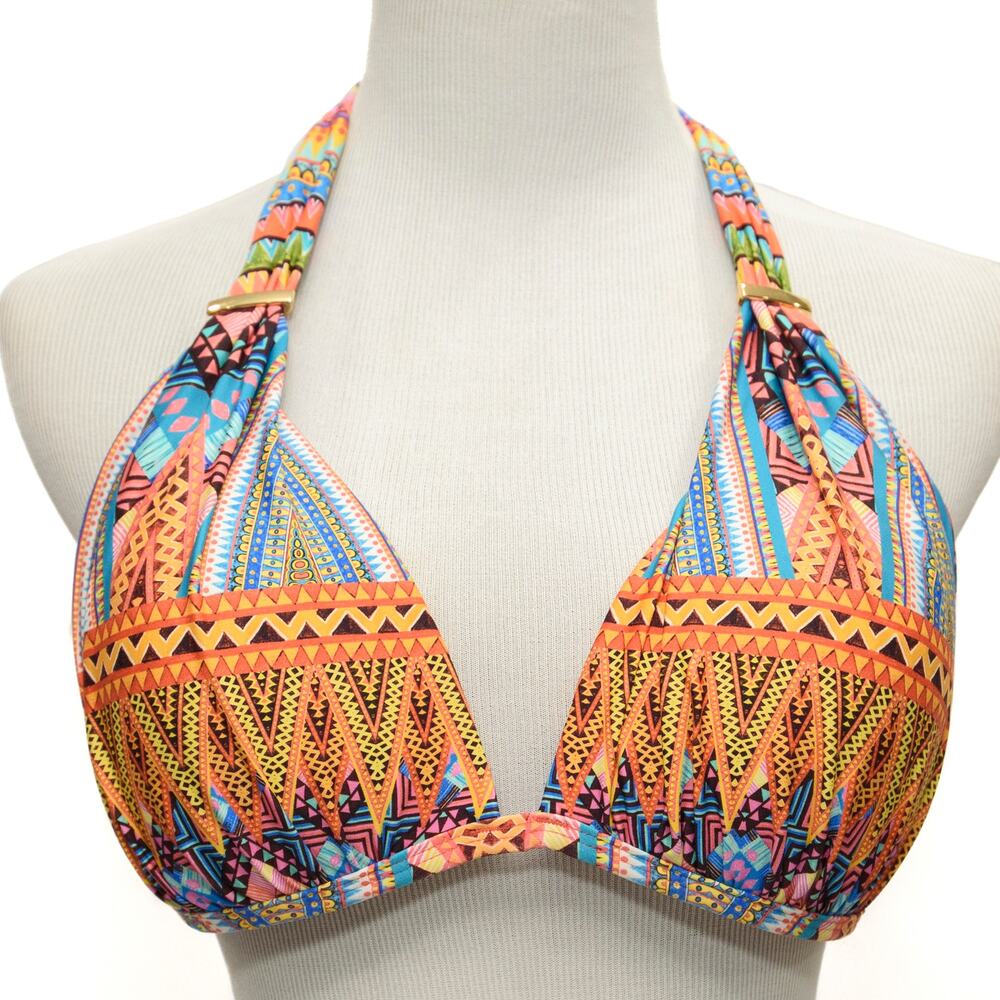 Kenneth Cole Colorful Padded Triangle Bikini Top Size 38 B/C
